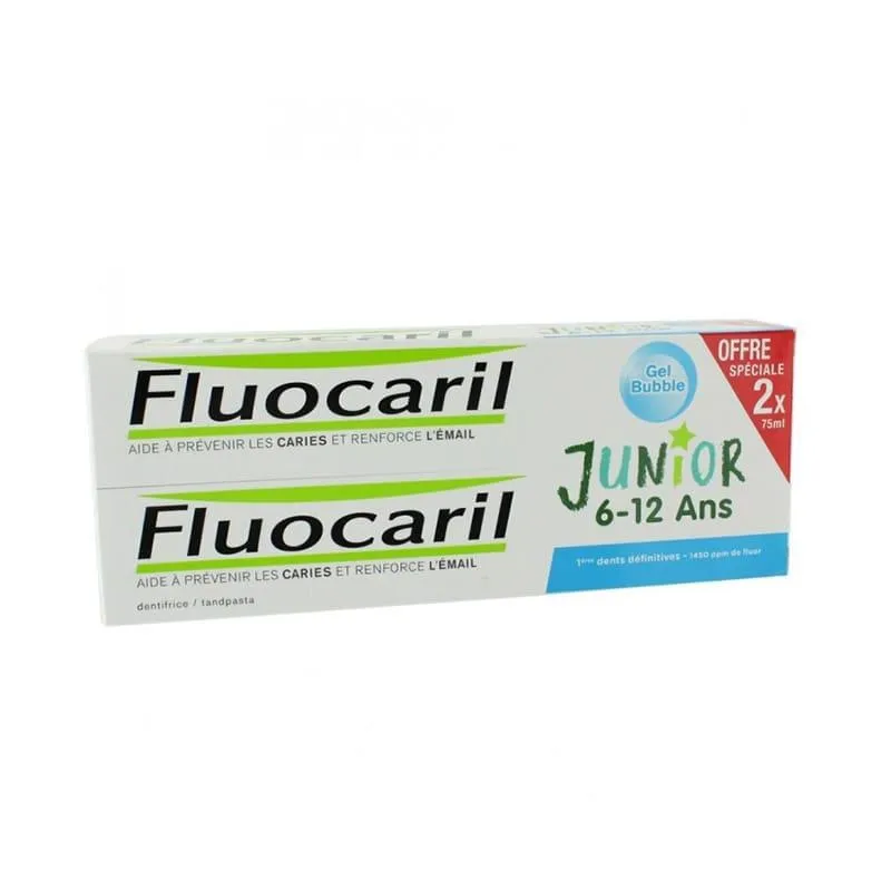 Fluocaril® Junior 6-12 anni Confezione Dentifricio al gusto di bollicine 2 x 75 ml