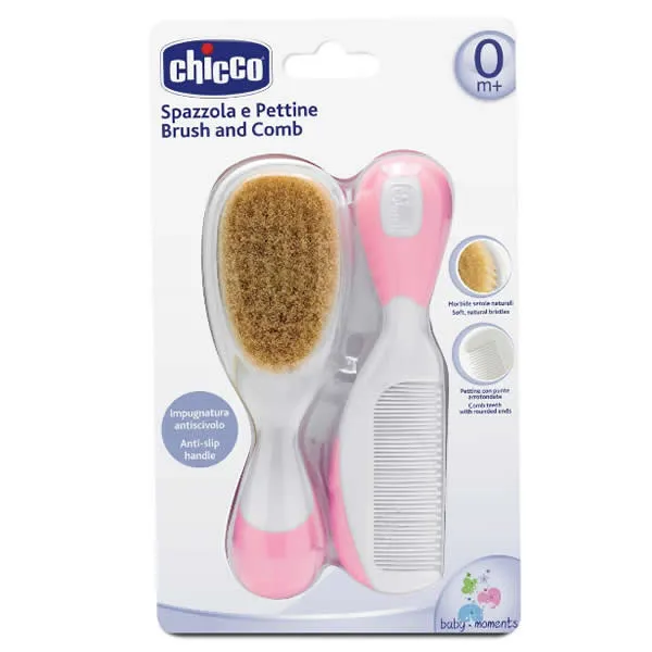 Spazzola e pettine Chicco Capelli Naturali Rosa 0m+