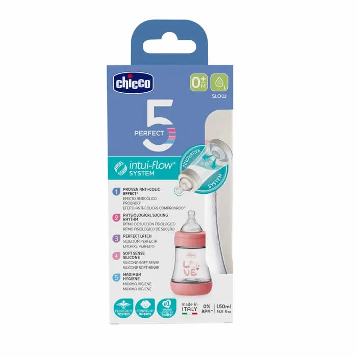 Biberon Chicco Perfect 0M+ Silicone Rose 150 ml