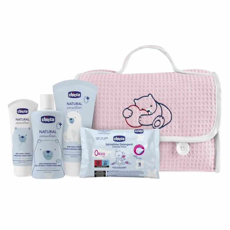 Chicco Set Borsa Piqué Rosa 5 Pezzi