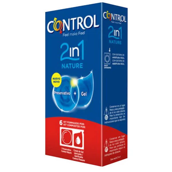 Control Duo Nature 2 in 1 Preservativo + Gel 6 unità