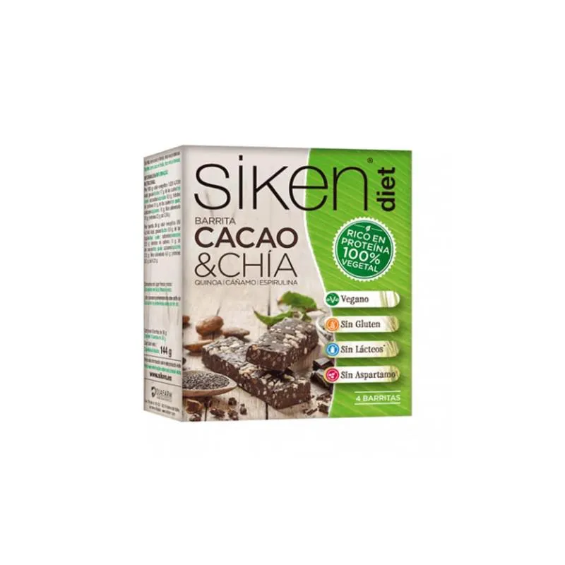 Siken Sikene Diet Proteine ??Vegetali al Cacao e Chia 4 Unità da 36 g