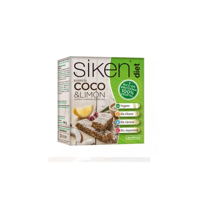Siken Sikene Diet Proteine ??Vegetali Cocco e Limone 4 Unità da 36 g