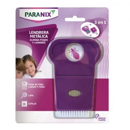 Pettine antipidocchi in metallo Perrigo Paranix con lente d’ingrandimento e spazzola, 5 unità