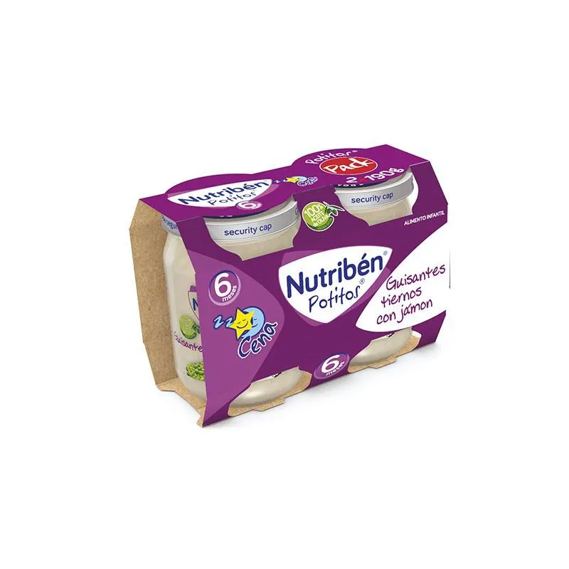 Nutriben Nutriben Baby Food Dinner Bipack Piselli teneri con prosciutto 2x 190g