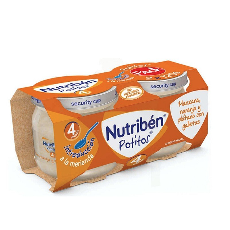 Nutribén Jar Banana, Orange & Biscuit 2 Packs 190 g Image 1