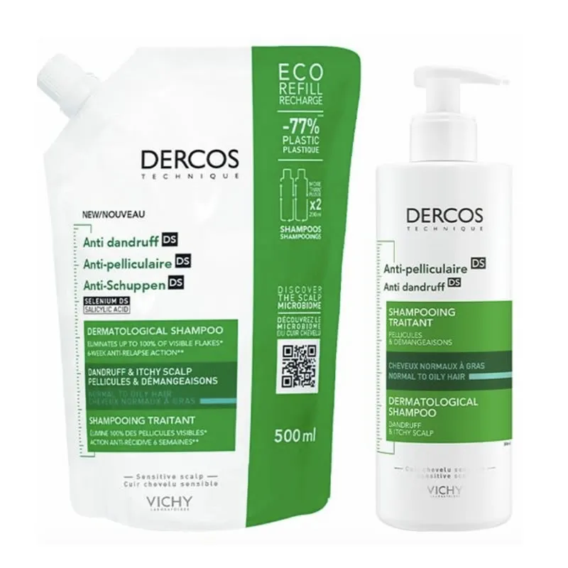 Vichy Dercos Shampoo Antiforfora Grassa 400ml + Ricarica 500ml