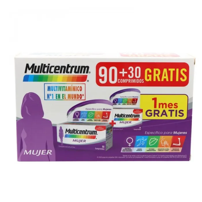 Multicentrum Mujer Pack 90 + 30 Comprimidos Set 2 Piezas