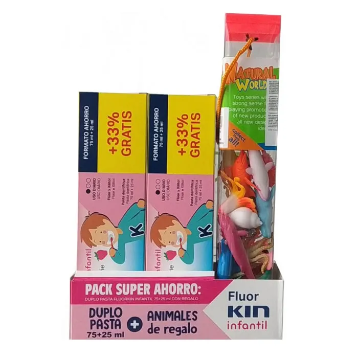 Dentifricio per bambini Fluor Kin al gusto di fragola 2x150ml