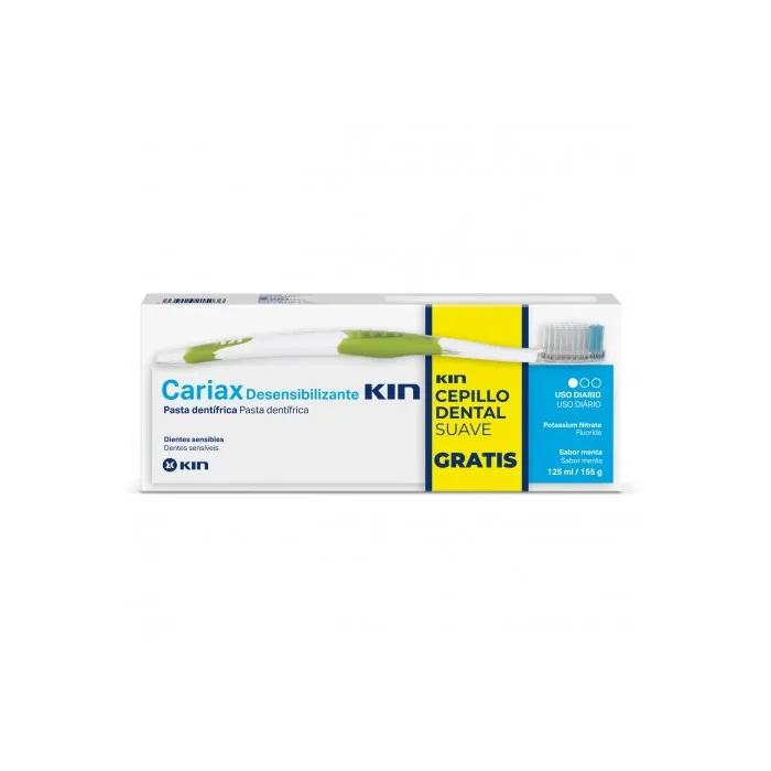 Dentifricio Kin Cariax Sensitive Teeth 125ml + spazzolino da denti in formato GIF