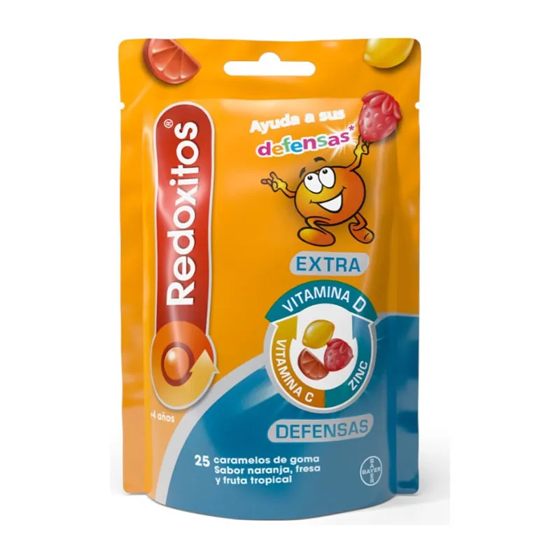 Redoxitos Extra Defenses 25 Caramelle Gommose al Gusto Arancia, Fragola e Frutta Tropicale