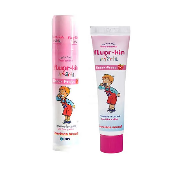 Dentifricio per bambini Fluor Kin al gusto di fragola 150 ml